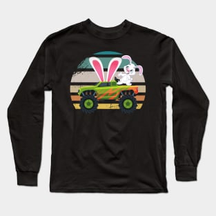 Easter Day for Monster Truck Lover Boy Bunny Easter Day Vintage Long Sleeve T-Shirt